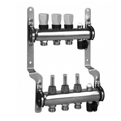 Коллектор Meibes 3 выхода из нержавеющей стали с расходомерами (М1794143)