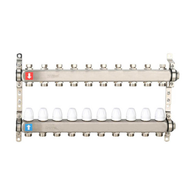 Коллектор Gappo 10-вых. x 1" x 3/4" регулируемый с запорными клапанами (G428.10)