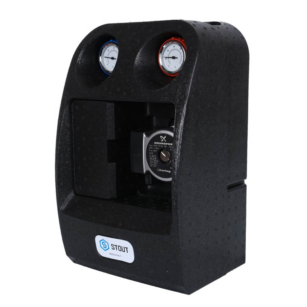 Насосная группа STOUT с теплообменником 34 пластины с насосом Grundfos UPSO 25-65 в теплоизоляции (SDG-0038-342502)