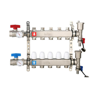 Коллектор Gappo 5-вых. x 1" x 3/4" регулируемый с запорными клапанами (G426.5)