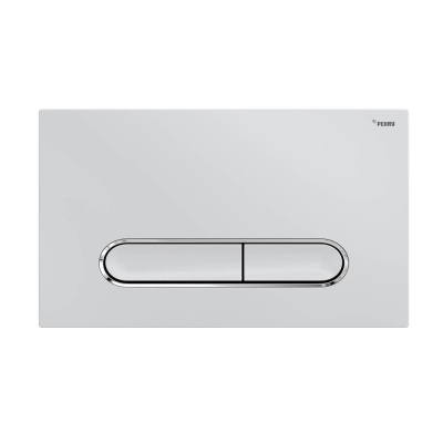 Панель смыва РЕХАУ NOVA ELLIPSE 002 с овальными клавишами, пластик, белый, глянцевый, контур клавиш хром, глянцевый (19102401001)