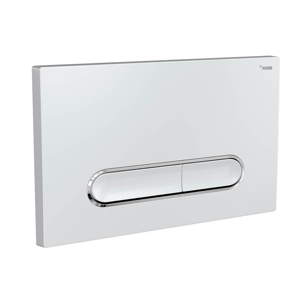 Панель смыва РЕХАУ NOVA ELLIPSE 002 с овальными клавишами, пластик, белый, глянцевый, контур клавиш хром, глянцевый (19102401001)