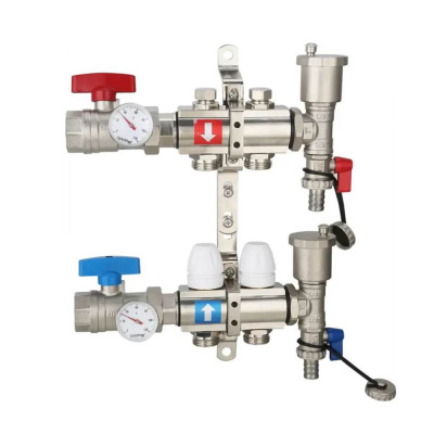 Коллектор Gappo 2-вых.x1"x3/4" регулируемый с запорными клапанами (G426.2)