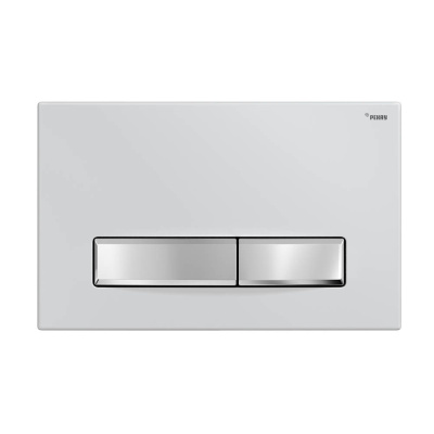 Панель смыва РЕХАУ NOVA LONG 001 с прямоугольными клавишами, пластик, белый, глянцевый, клавиши хром, глянцевый (19102311001)