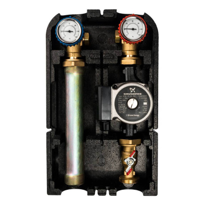 Насосная группа STOUT с прямым контуром 1" с насосом Grundfos UPSO 25-65 в теплоизоляции, 35kW[DT10°C] (SDG-0001-002502)