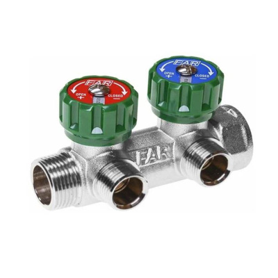 Коллектор регулирующий FAR 1" проходной, хромированный с 2 отводами 1/2" (FK 3821 112)