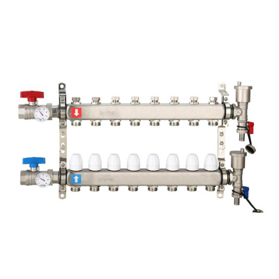 Коллектор Gappo 8-вых. x 1" x 3/4" регулируемый с запорными клапанами (G426.8)