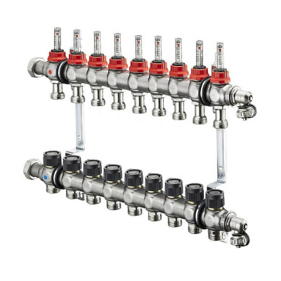 Распределительная гребенка Oventrop Multidis SF 9 х G 3/4 с ротаметрами (1404359)