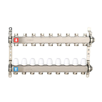 Коллектор Gappo 9-вых. x 1" x 3/4" регулируемый с запорными клапанами (G428.9)