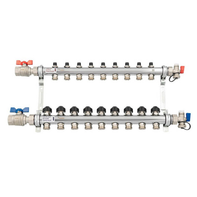 Комплект коллекторов Рехау HKV 9 контуров с шаровыми кранами (12180913001)