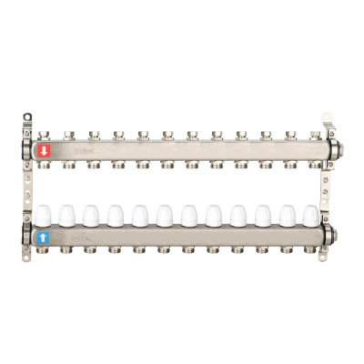 Коллектор Gappo 12-вых. x 1" x 3/4" регулируемый с запорными клапанами (G428.12)