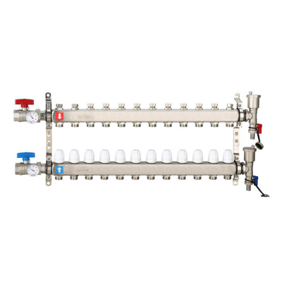 Коллектор Gappo 12-вых. x 1" x 3/4" регулируемый с запорными клапанами (G426.12)