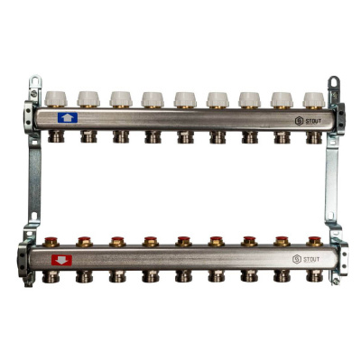Коллектор STOUT 9 выходов из нержавеющей стали без расходомеров (SMS 0912 000009)