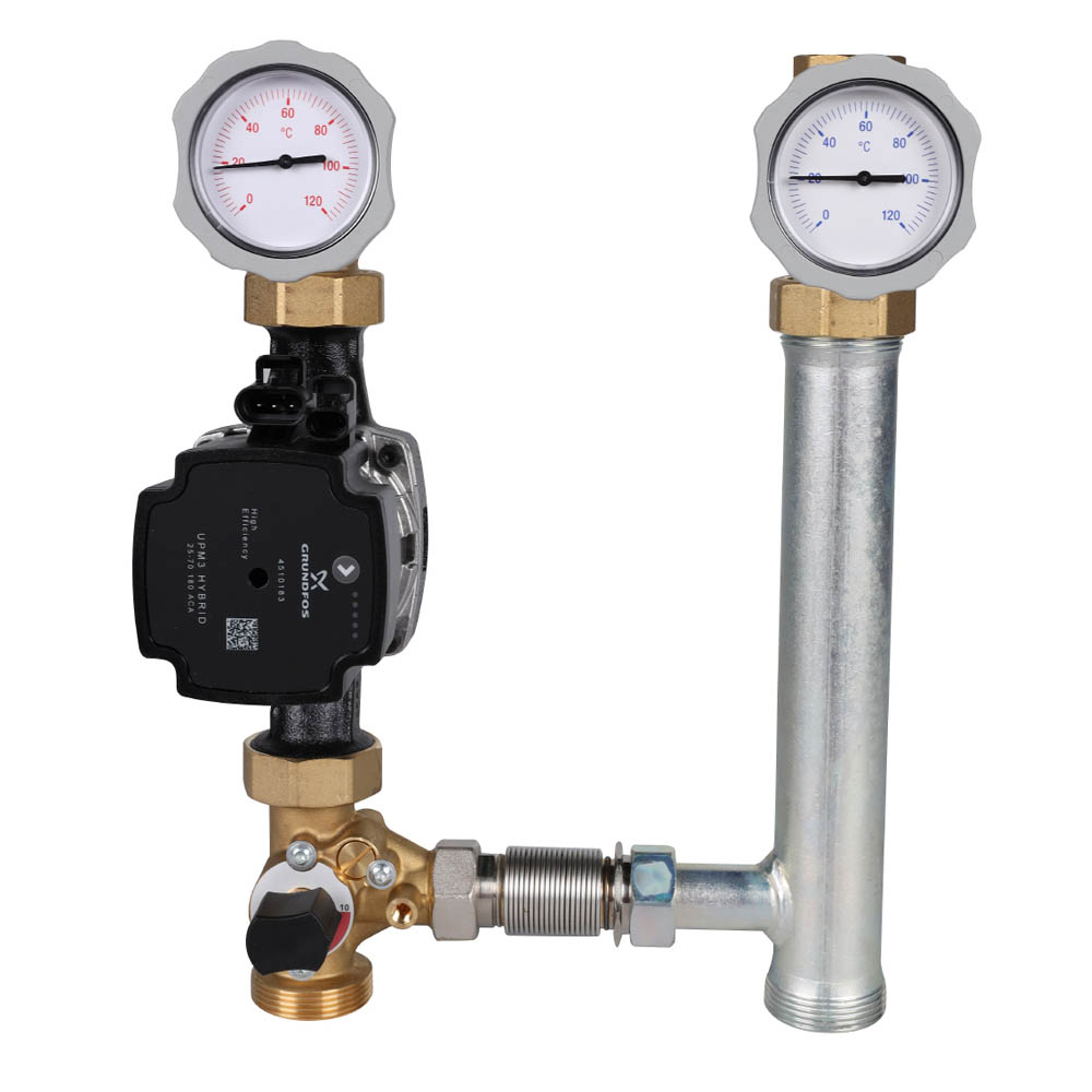 Насосная группа Meibes V-MK 1" с насосом Grundfos UPM3 Hybrid 25-70, со смесителем, подающая линия слева (M66833.36)