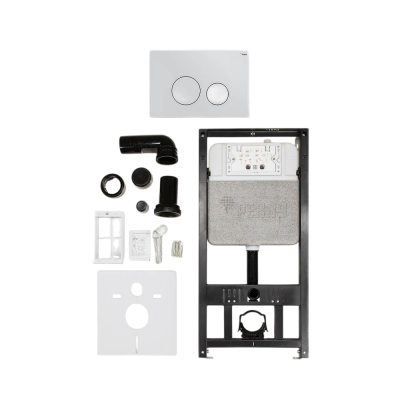 Комплект инсталляции РЕХАУ NOVAFLOW с панелью смыва NOVA ORB 001 с круглыми клавишами, пластик, белый, глянцевый (19101051001)