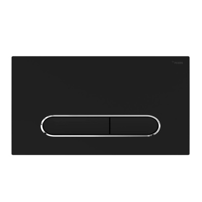 Панель смыва РЕХАУ NOVA ELLIPSE 002 с овальными клавишами, пластик, черный, матовый, контур клавиш хром, глянцевый (19102441001)