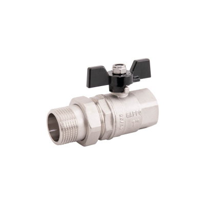 Кран шаровой Gappo 1/2" x 1/2" с американкой полнопроходной ВР-НР бабочка из алюминия (G219.04)