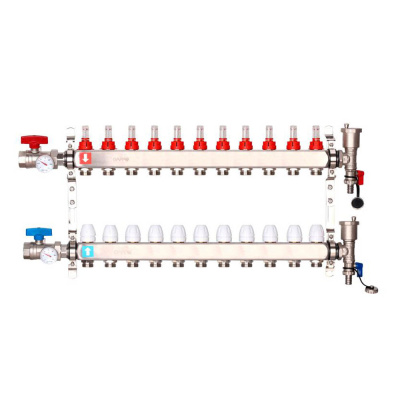 Коллектор Gappo 11-вых. x1"x3/4" регулируемый с расходомерами (G422.11)