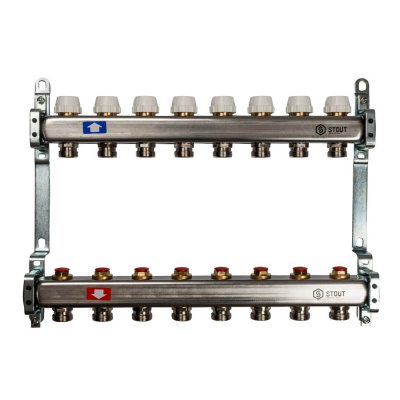 Коллектор STOUT 8 выходов из нержавеющей стали без расходомеров (SMS 0912 000008)