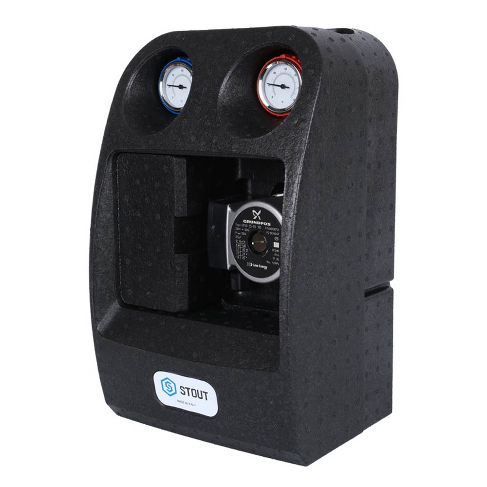 Насосная группа STOUT с теплообменником 28 пластин с насосом Grundfos UPSO 25-65 в теплоизоляции (SDG-0038-282502)