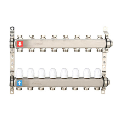 Коллектор Gappo 8-вых. x 1" x 3/4" регулируемый с запорными клапанами (G428.8)