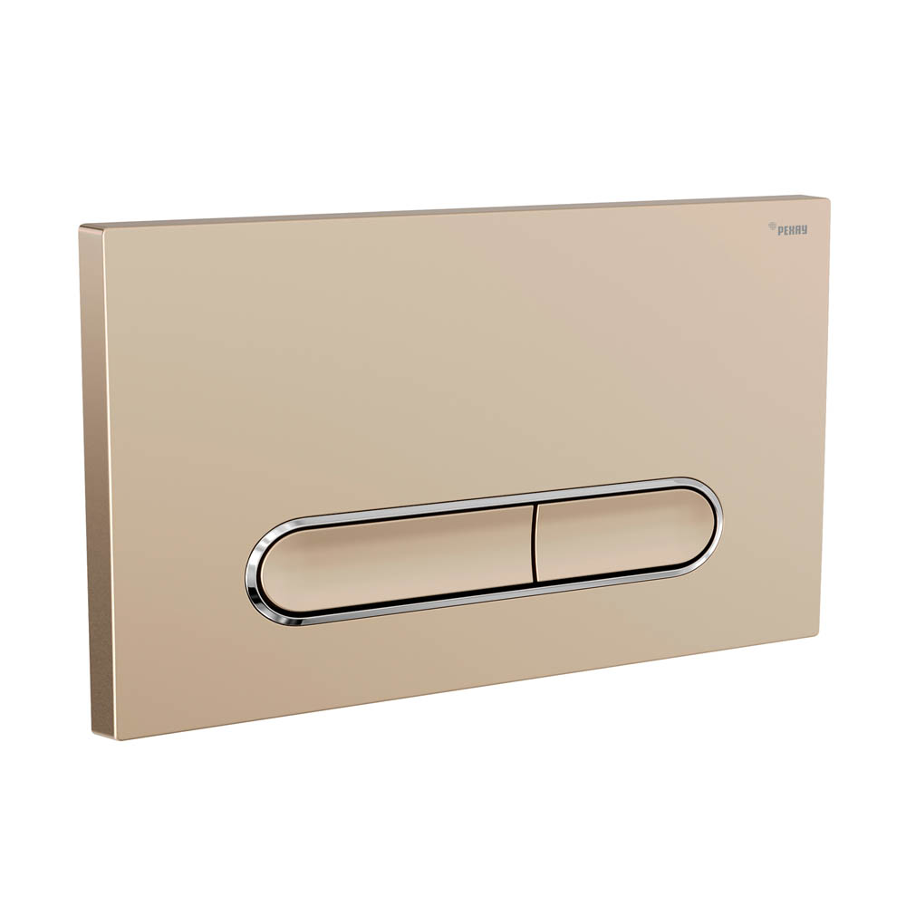 Панель смыва РЕХАУ NOVA ELLIPSE 002 с овальными клавишами, пластик, золотой, матовый, контур клавиш хром, глянцевый (19102451001)