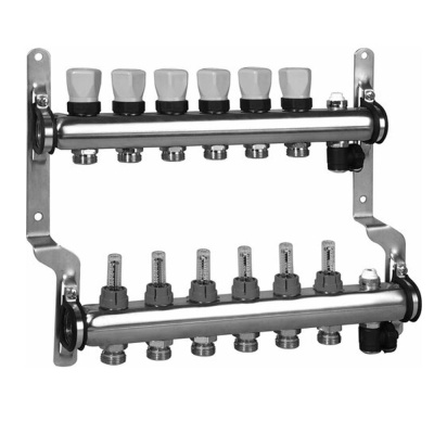 Коллектор Meibes 6 выходов из нержавеющей стали с расходомерами (M1794146)
