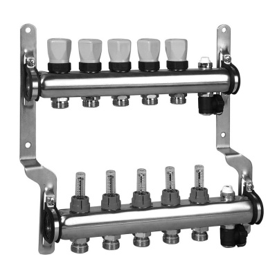 Коллектор Meibes 5 выходов из нержавеющей стали с расходомерами (M1794145)