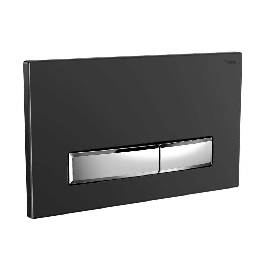 Панель смыва РЕХАУ NOVA LONG 001 с прямоугольными клавишами, пластик, черный, матовый, контур клавиш хром, глянцевый (19102361001)