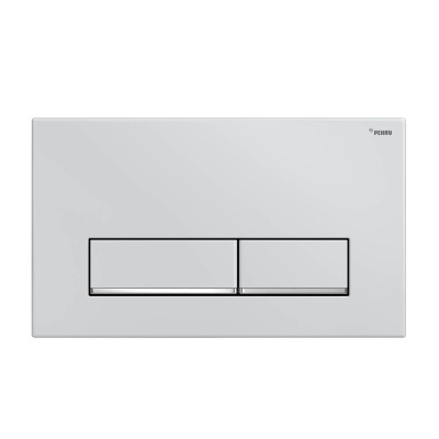 Панель смыва РЕХАУ NOVA LONG 002 с прямоугольными клавишами, пластик, белый, глянцевый, нижняя полоса клавиш хром, глянцевый (19102501001)