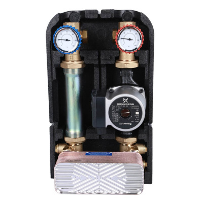 Насосная группа STOUT с теплообменником 28 пластин с насосом Grundfos UPSO 25-65 в теплоизоляции (SDG-0038-282502)