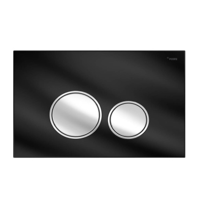 Панель смыва РЕХАУ NOVA ORB GLASS с круглыми клавишами, закаленное стекло, черный, клавиши и их контур хром, глянцевый (19102911001)