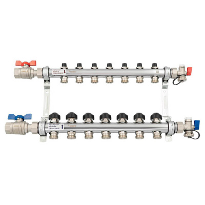 Комплект коллекторов Рехау HKV 7 контуров с шаровыми кранами (12180713001)