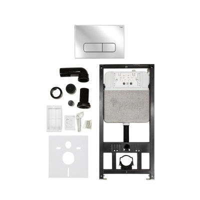 Комплект инсталляции РЕХАУ NOVAFLOW с панелью смыва NOVA ELLIPSE 001 с овальными клавишами, пластик, хром, глянцевый (19101091001)