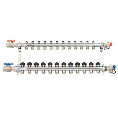 Комплект коллекторов Рехау HKV 12 контуров с шаровыми кранами (12181213001)