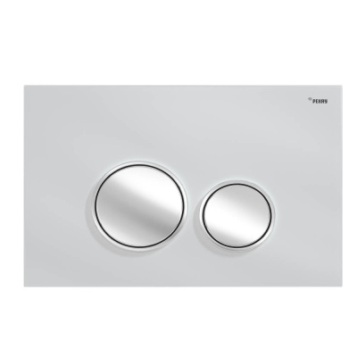 Панель смыва РЕХАУ NOVA ORB GLASS с круглыми клавишами, закаленное стекло, белый, клавиши и их контур хром, глянцевый (19102901001)