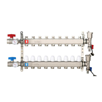 Коллектор Gappo 9-вых. x 1" x 3/4" регулируемый с запорными клапанами (G426.9)