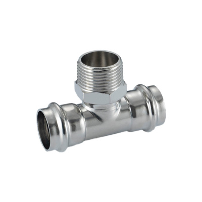 Тройник Gappo 15xR1/2"x15 с переходом на наружную резьбу нержавеющая сталь (G1109.150415)