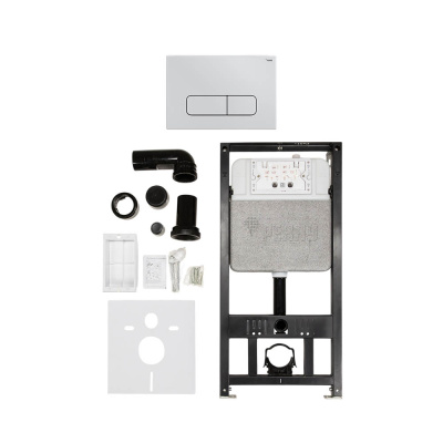 Комплект инсталляции РЕХАУ NOVAFLOW с панелью смыва NOVA ELLIPSE 001 с овальными клавишами, пластик, белый, глянцевый (19101081001)