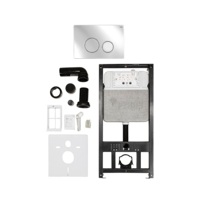 Комплект инсталляции РЕХАУ NOVAFLOW с панелью смыва NOVA ORB 001 с круглыми клавишами, пластик, хром, глянцевый (19101061001)